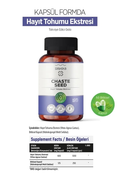 Erbatab Chaste Seed Hayıt Ekstresi 60 Kapsül - 5