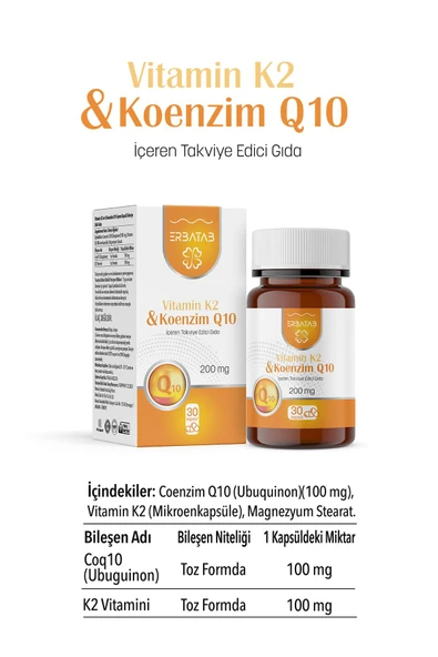 Erbatab Vitamin K2 ve Koenzim Q10 30 Kapsül - Resim 5