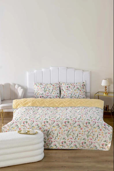 Rivaİstanbul Botanical Çift Kişilik Pamuklu Kapitone Pike & Çok Amaçlı Yatak Örtüsü - Resim 3