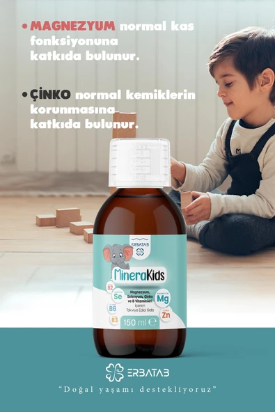 Erbatab Çocuk Multivitamin ( Magnezyum, Çinko, Selenyum ) Minera Kids 150 ml - Resim 3