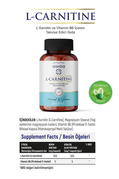 Erbatab L-Karnitin 60 Kapsül - Resim 6