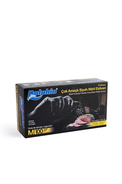 DOLPHİN SİYAH NİTRİL PUDRASIZ 20 PAKET 100'LÜ - 1