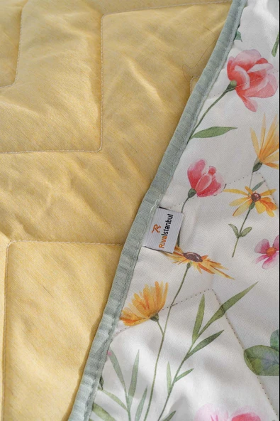 Rivaİstanbul Botanical Çift Kişilik Pamuklu Kapitone Pike & Çok Amaçlı Yatak Örtüsü - Resim 6