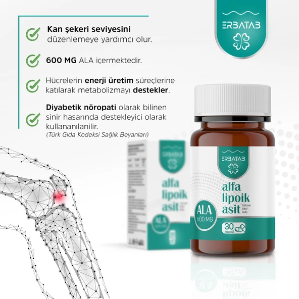 Erbatab Alfa Lipoik Asit 600 mg 30 Kapsül - 6