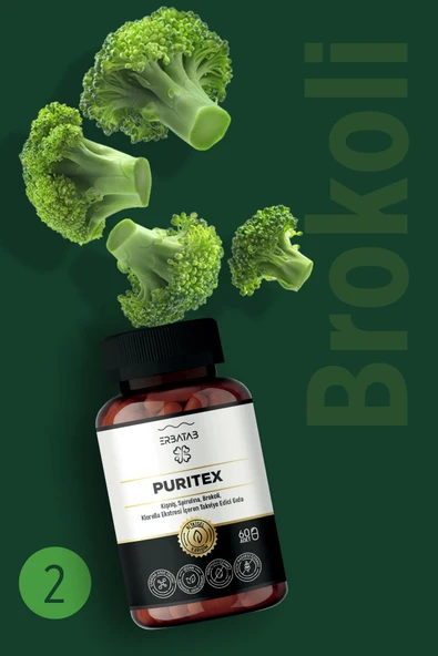 Erbatab Puritex (Kişniş - Spirulina - Brokoli - Klorella) 60 Kapsül - Resim 6