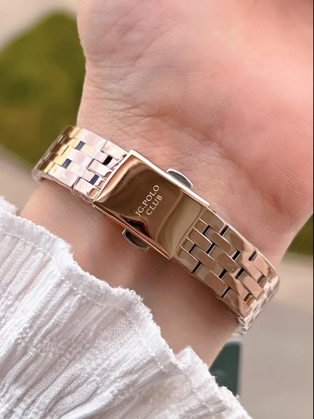 Jg.Polo Club Çelik Kasa & Kordon Kararma Ve Renk Atma Yapmaz Kadın Kol Saati+Bileklik JG01947.3 - Resim 3