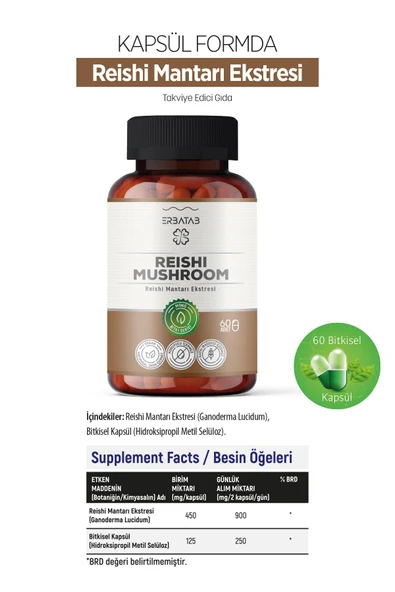 Erbatab Reishi Mantarı Ekstresi 60 Kapsü - Resim 7