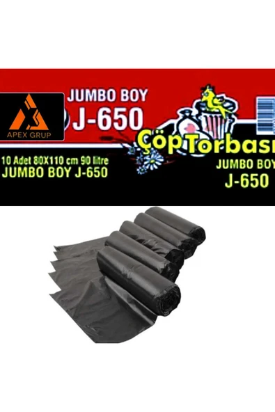 ERCQUALITY ÇÖP TORBASI AĞIR HİZMET J-650 80*110 AĞIR HİZMET 650 GR 5 RULO 50 ADET