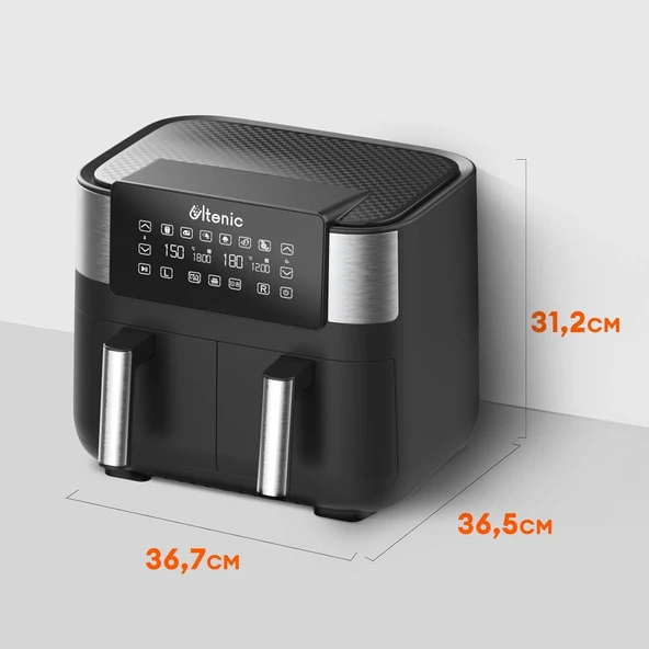 Ultenic K20 Airfryer, Çift Bölmeli Fritöz, 8 Litre Xxl, 2850 W, Siyah - 3
