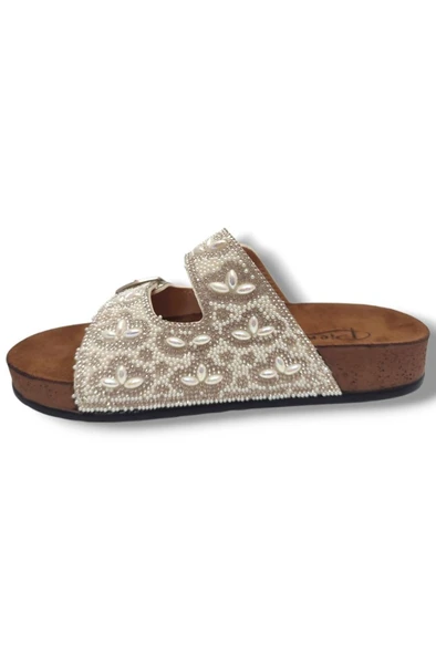 Pienn 20054-007-25 Anatomik Boncuk Taşli Kadın Terlik - Resim 3