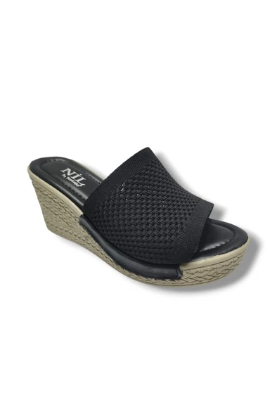 Daye 9905-25 Triko Hasır Taban Dolgu Topuk Kadın Terlik - Resim 4