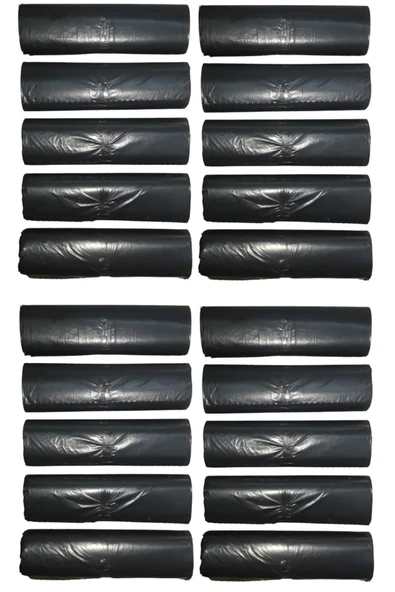 Siyah Ekstra Kalın J250 Jumbo Boy Çöp Poşeti 80x110 cm 10 lu Rulo 20 Paket 200 Adet