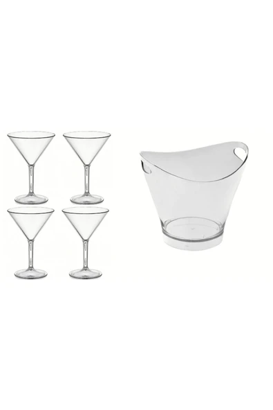 GastroPlast  6 Lt San Buz Kovası ( 4 Adet Polikarbon Martini Bardağı Hediyeli )
