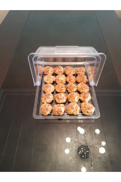 GastroPlast  Muhafazalı Menteşeli Kek , Börek Fanusu,komple Polikarbon Plastik,2li Set - Resim 3