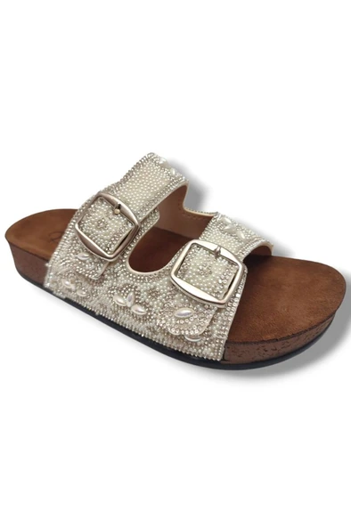 Pienn 20054-007-25 Anatomik Boncuk Taşli Kadın Terlik ürün görseli 1