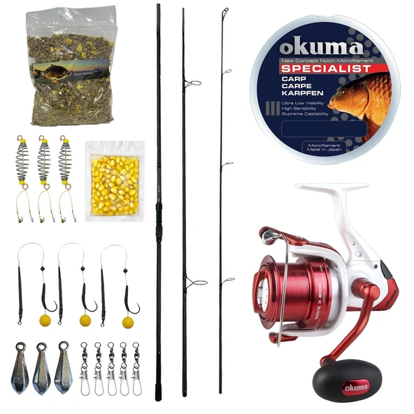 YekOutdoor Profesyonel Göl Oltası Seti Prologic C-Series 13FT 390cm 3 Parça&Okuma Wave X-6000 3+1BB Olta Makinesi