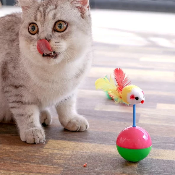 Tüylü Fare Şekilli Hacıyatmaz Kedi Oyuncağı