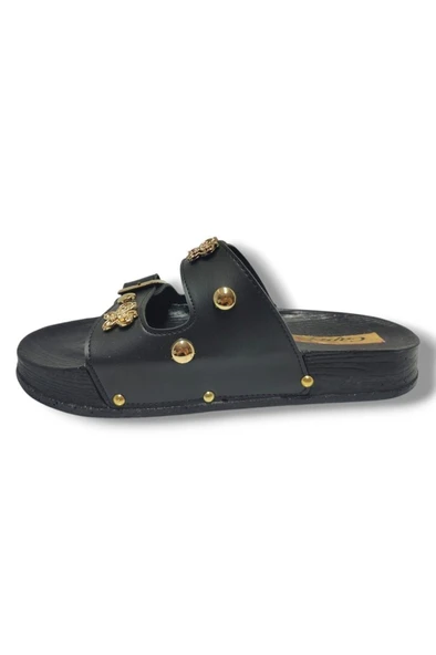 Capri 9001-25 Deri Çift Bant Tokalı Kadın Terlik - 6