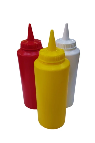 GastroPlast  1000 ml 3 Adet Renkli Sosluk Fişek Ketçap-mayonez-hardal - Resim 3