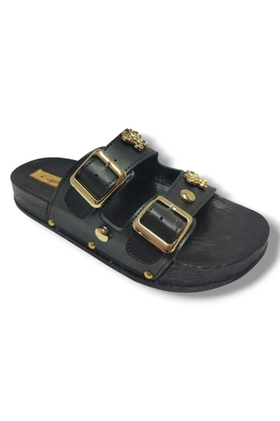 Capri 9001-25 Deri Çift Bant Tokalı Kadın Terlik - 4