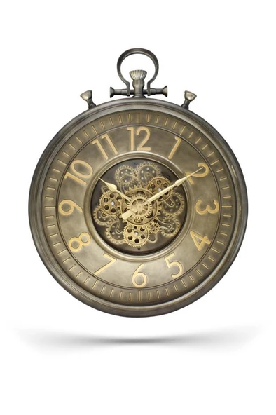 Efe Mark Premium Serisi Antik Eskitme Kadranlı Döner Çarklı 60 Santimetre Köstekli Ev ve Ofis Duvar Saati Latin Rakamlı Antrasit ürün görseli