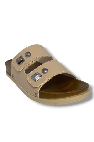 Slc 8104-25 Deri Çift Bant Tokalı Kadın Terlik - Resim 7