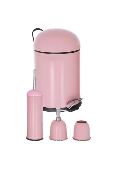 WESS  Metal Pembe Banyo Seti 4lü Paslanmaz