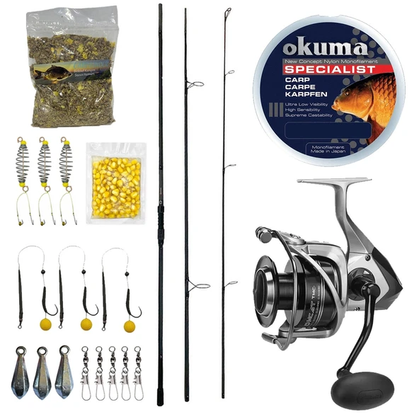 YekOutdoor Profesyonel Göl Oltası Seti Prologic C-Series 13FT 390cm 3 Parça&Okuma Tomcat TMC-6000 6+1bb Olta Makinesi