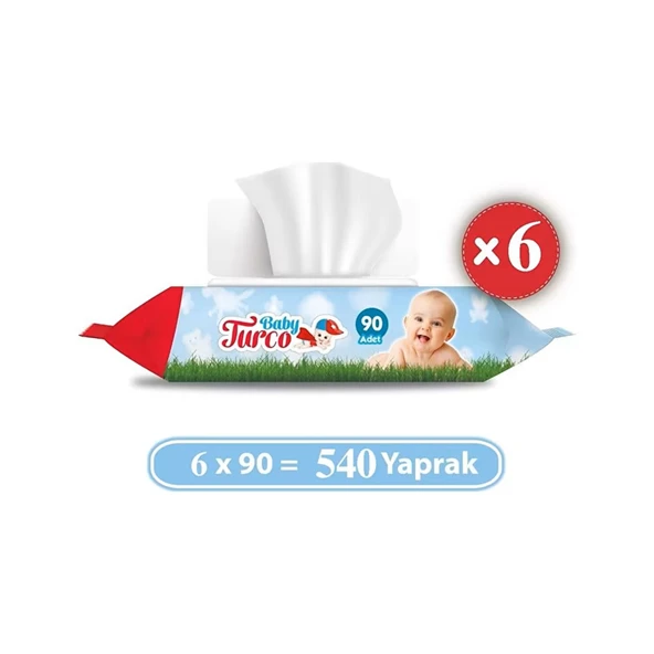 Baby Turco Islak Bebek Havlusu 90 Yaprak X 6 Adet