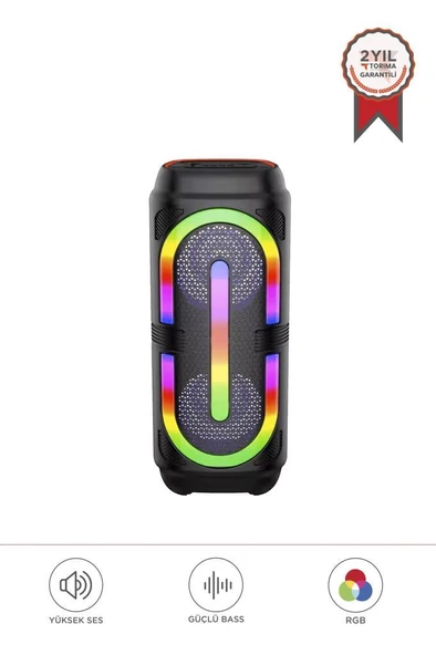Torima GTS-2132 Siyah Mikrofonlu RGB Ledli Taşınabilir Bluetooth Hoparlör Parti Speaker