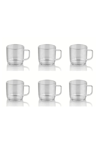GastroPlast  6 Adet 250 Ml Kırılmaz,çizilmez Polikarbon Plastik Şeffaf Çay-kahve Kupası