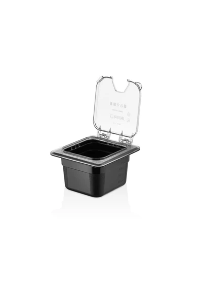 GastroPlast  1/6 Menteşeli Gastronom Küvet Kapağı, Açık Köşeli, Polikarbon Ve 1/6 100 Polikarbon Küvet