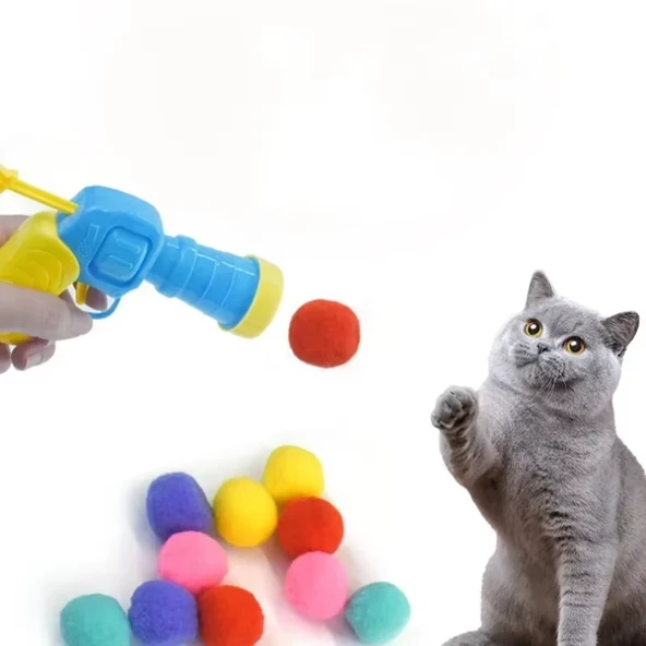 Peluş Top Fırlatıcı - Interaktif Kedi Oyuncağı - 4