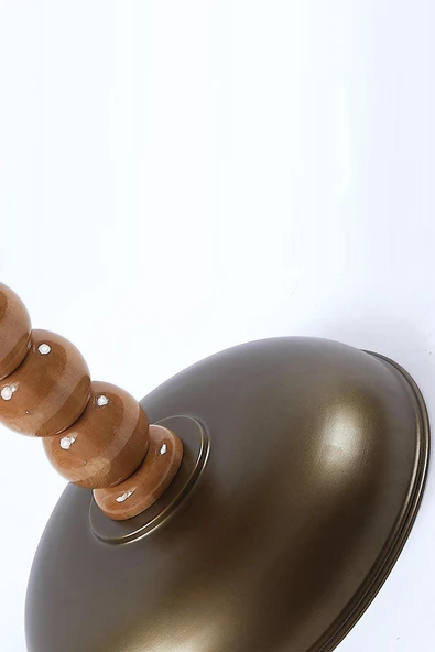 MDF Üst Tablalı Yan Sehpa, Zigon Sehpa, Bronz Metal Gövde ve Ahşap Ayak – 60x40 cm - 3