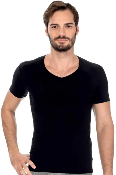 Özkan Erkek Modal V Yaka Kısa Kol Atlet 11143 - 2