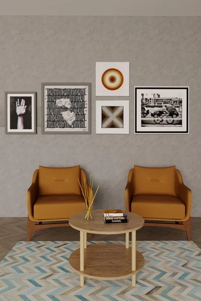 Çift Katlı Yuvarlak Orta Sehpa 60x60 | Modern Ahşap & Beyaz Seçenek