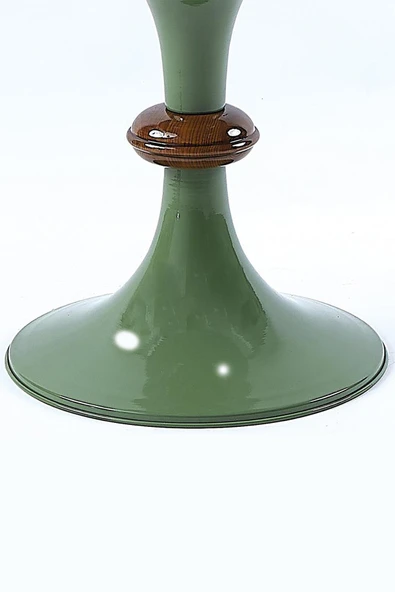 Cam Üstlü Yan Sehpa Zigon Sehpa, Modern Servis Sehpası Yeşil Metal Gövde - 2