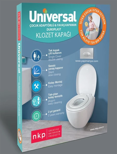 NKP Üniversal Çocuk Adaptörlü Yavaş Kapanır Klozet Kapağı - 6
