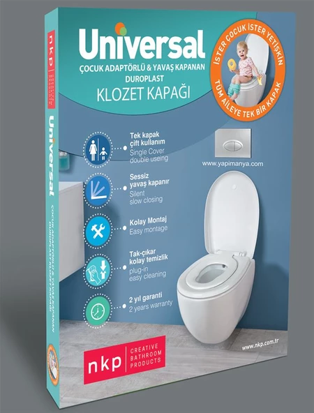 NKP Üniversal Çocuk Adaptörlü Yavaş Kapanır Klozet Kapağı - 8