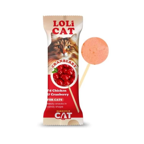 EuroGold LoliCat Tavuk ve Kızılcıklı Kedi Ödül Maması 1,5gr (15'li)