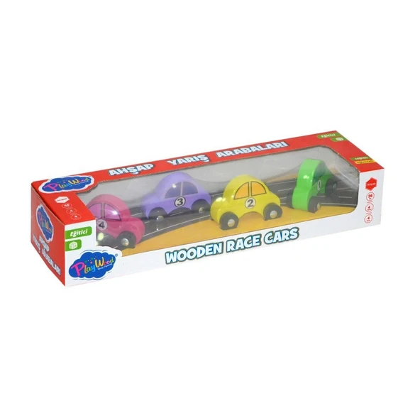 380-ONY Onyıl, Playwood Ahşap Yarış Arabası 4'lü