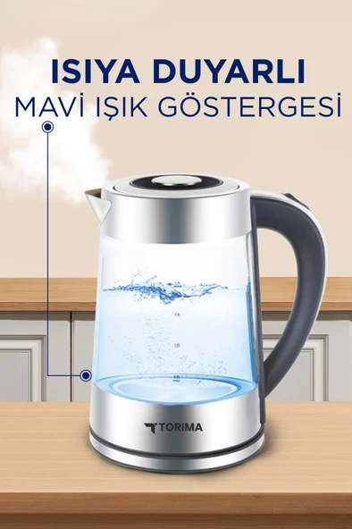 Torima TY-S888-040 Cam Ledli Kettle 1500W 1.8L Su Isıtıcı - 5