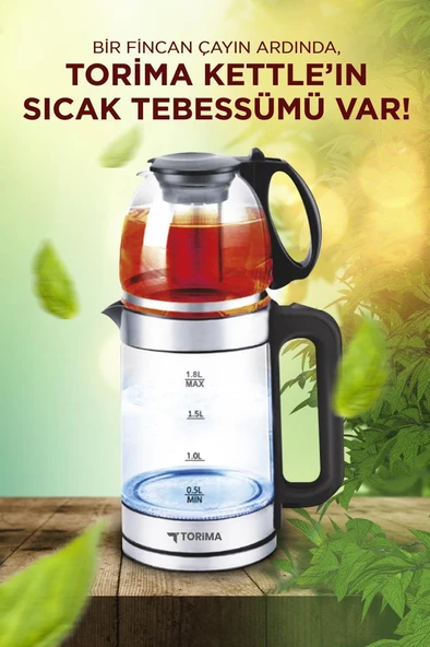 Torima TY-S888-049 Cam Çay Makinesi Kettle Ledli 1500W 1.8L Su Isıtıcı - 4