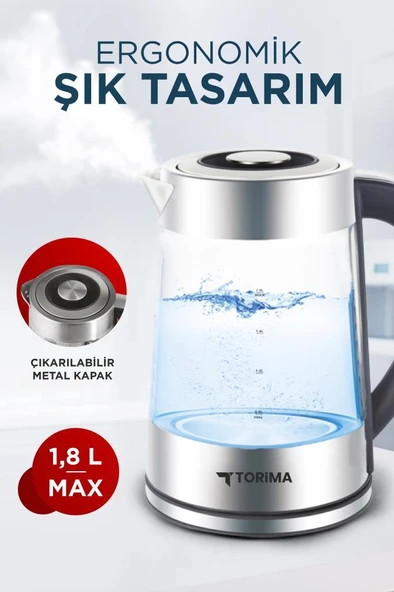 Torima TY-S888-040 Cam Ledli Kettle 1500W 1.8L Su Isıtıcı - 3