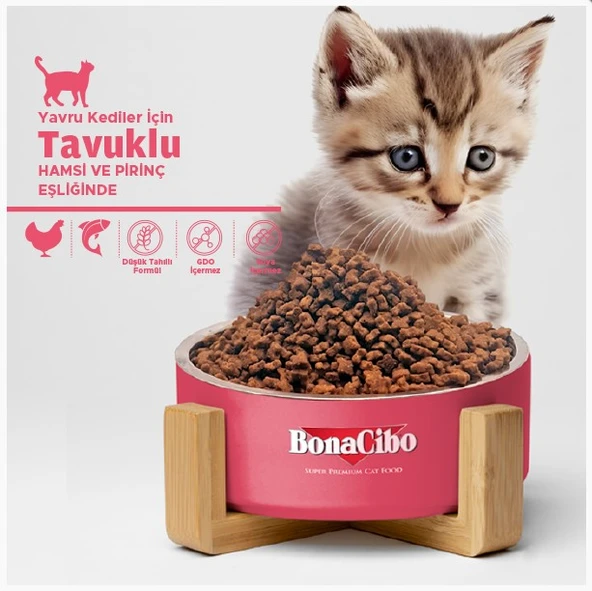 BonaCibo Kitten Tavuklu (Hamsi ve Pirinç eşliğinde) Yavru Kedi Maması 15 Kg - 2