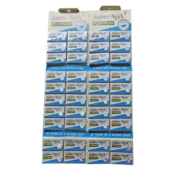 Super-Max Platinum Çift Taraflı Jilet Tıraş Bıçağı 40 Paket 200 Jilet
