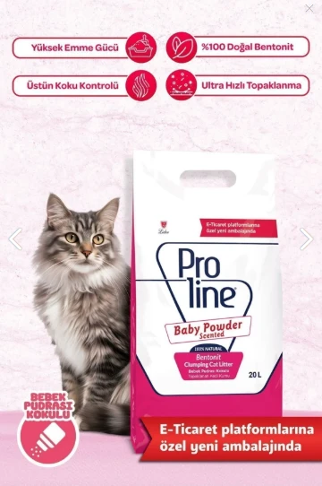 Proline Bebek Pudrası Kokulu Bentonit Kedi Kumu 20 Lt