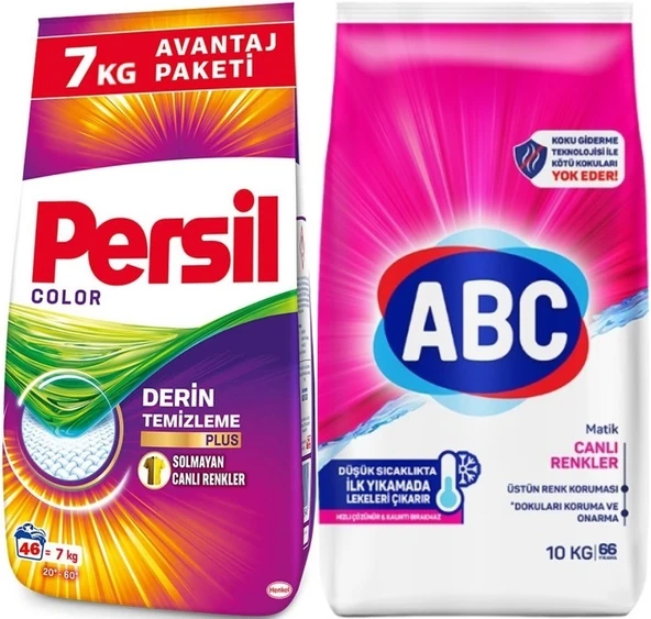 Persil Matik Toz Çamaşır Deterjanı 7KG Color/Renkli (46 Yıkama) + 10KG Canlı Renkler