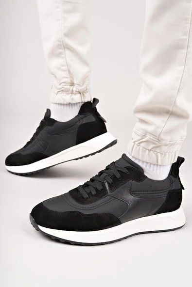 Muggo SVENSON Kalın Taban Bağcıklı Hakiki Deri Erkek Günlük Sneaker Spor Ayakkabı - 6