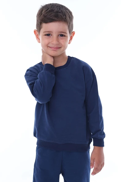 Basic Düz Renk Pembe Fırçalı Yumuşak %100 Pamuk Sweatshirt - 2